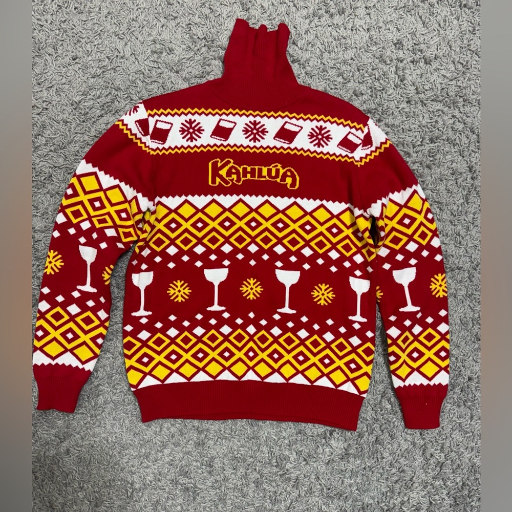 Kahlúa Red and Yellow Turtleneck Sweater for Men